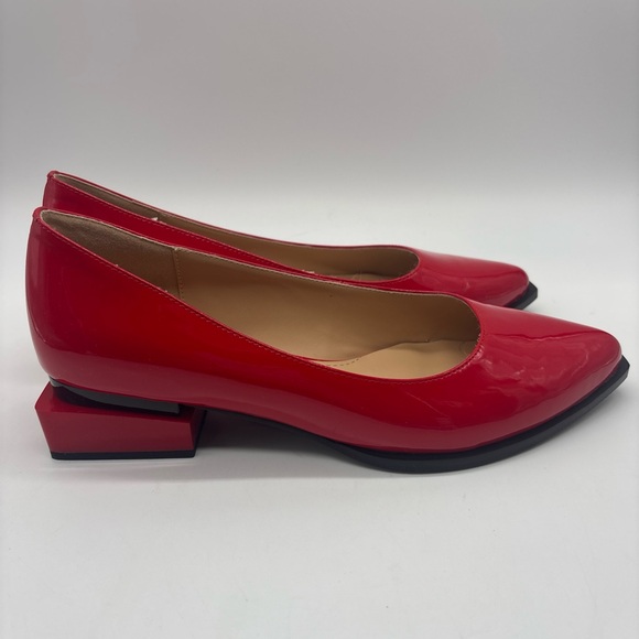 Rotcv Women's Mid Square Heel Patent Leather Pumps, Red, 11.5 - Picture 3 of 6